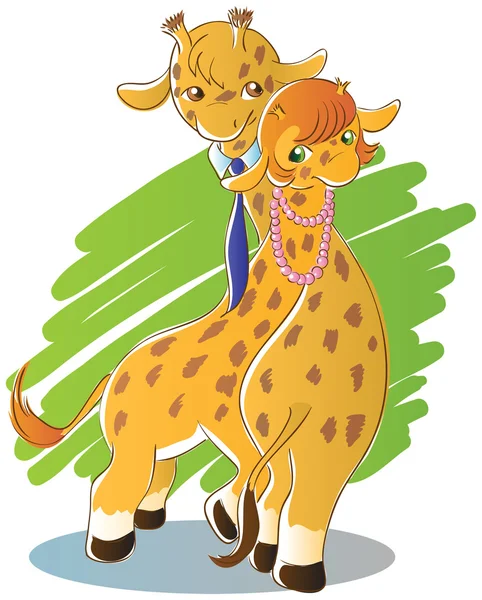 Sweet couple giraffes — Stock Vector