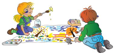 çocuk boyama sonbahar