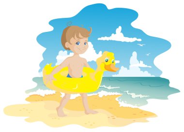 çocuk ve hava-ördek plaj