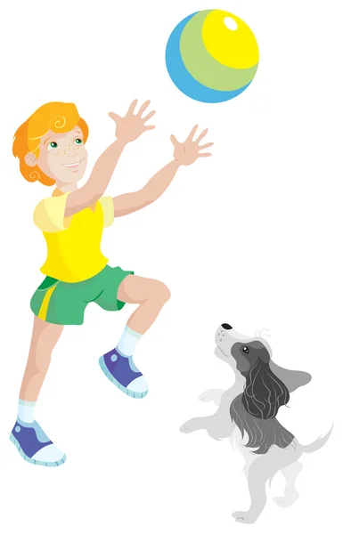 Boy and dog — Stock Vector