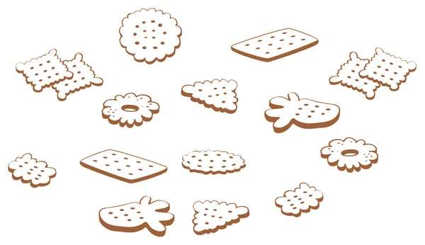 Ensemble de cookies de contour — Image vectorielle