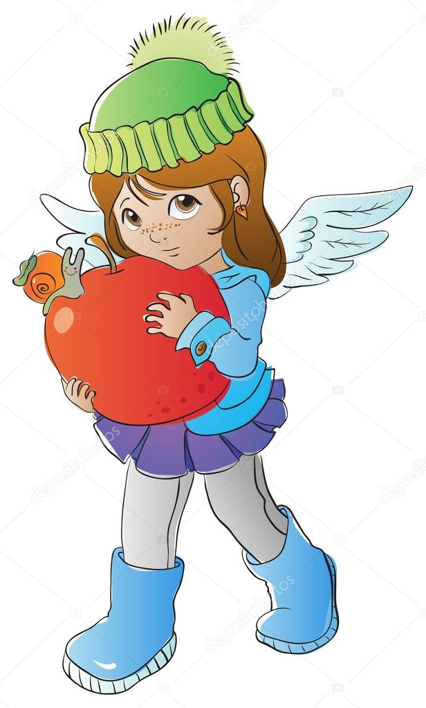 Little angel with big apple