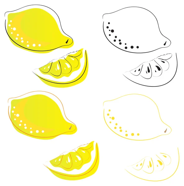 레몬, 4 개의 버전 — 스톡 벡터