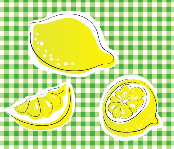 Lemon on green square — Stock Vector