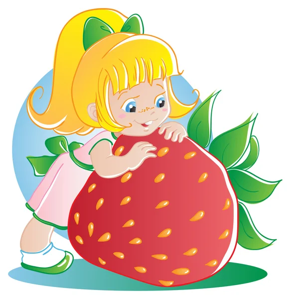 Κορίτσι με φράουλα — Διανυσματικό Αρχείο