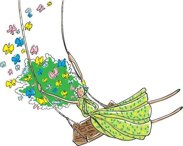 스윙 소녀 — 스톡 벡터