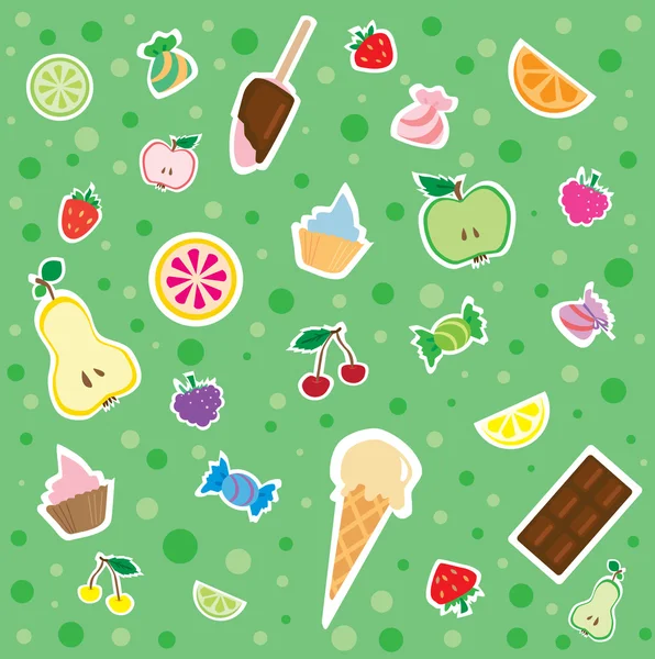 Dulces y frutas — Archivo Imágenes Vectoriales