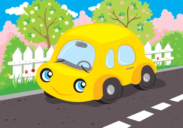 Pequeño coche amarillo — Vector de stock
