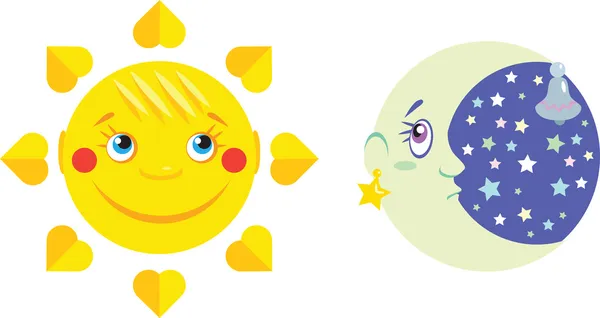 Sun and moon — Stock Vector