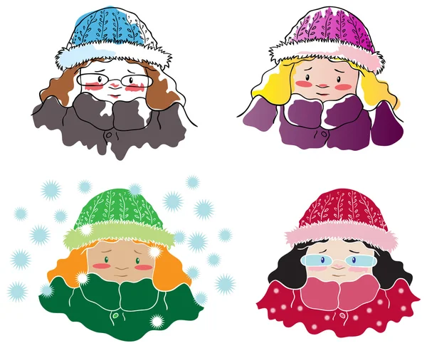 Four frozen girls — Stock Vector