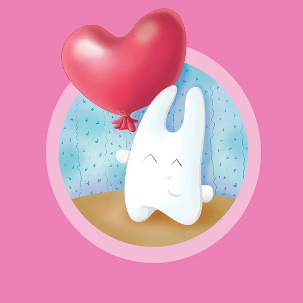 Bunny with balloon — Stock Photo, Image