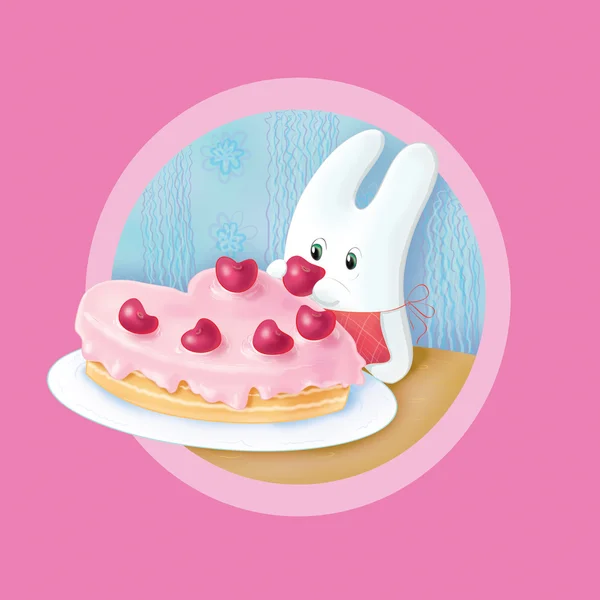Bunny en cherry taart — Stockfoto