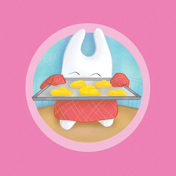 Bunny baking cookies — Stock Photo, Image