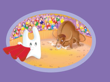 Bunny bir boğa (Toros önünde bir kırmızı bayrak sallıyor)