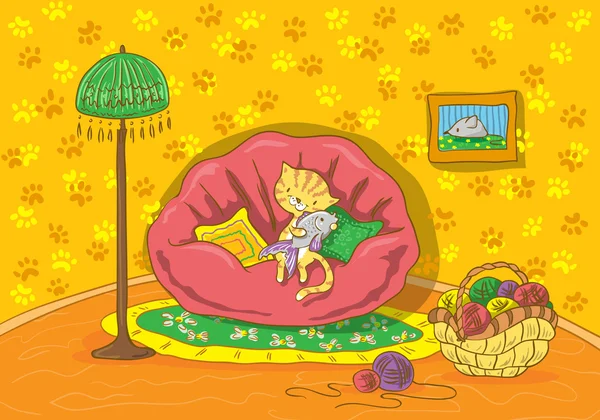 Chambre de petit chat — Image vectorielle