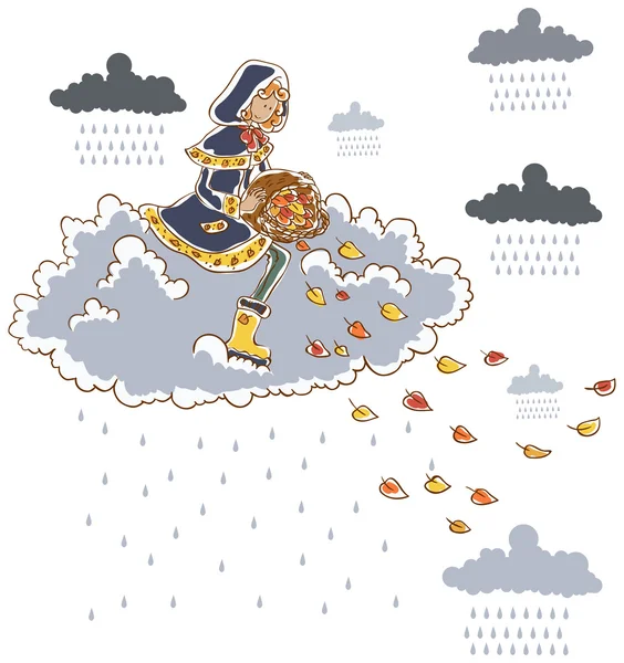 Chica de la lluvia — Vector de stock