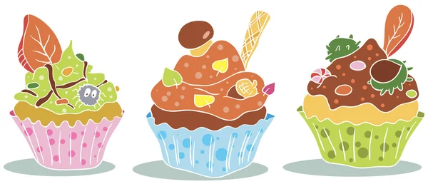 Herfst Cupcakes — Stockvector