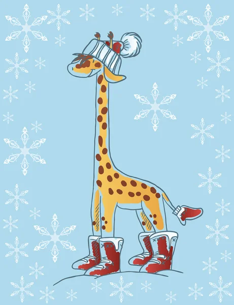 Winter giraffe — Stock Vector