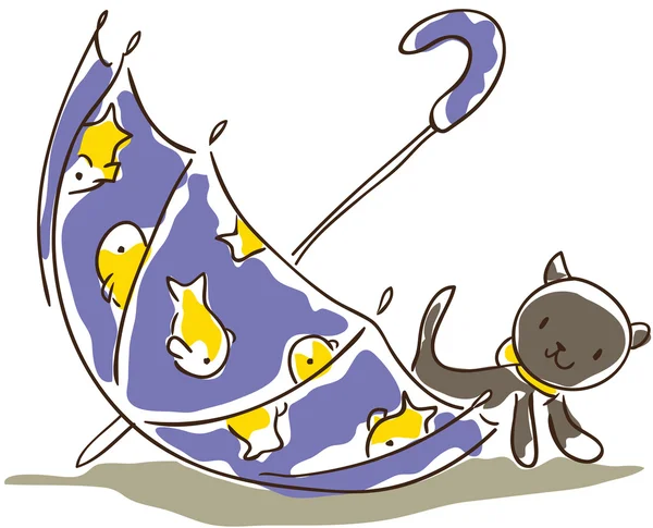 Cat and umbrella Royalty Free Stock Illustrations