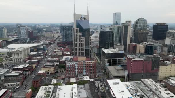 Pemandangan udara dari Nashville Dowtown skyline, Tennessee, Amerika Serikat — Stok Video