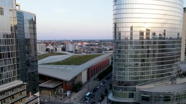 Luftaufnahme des JW Marriott Hotels in Nashville bei Sonnenuntergang — Stockvideo