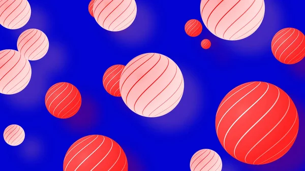Rote und blaue bunte Kugeln auf Hintergrund, abstrakte mehrfarbige geometrische Formen — Stockfoto
