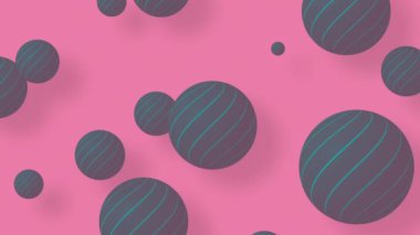 Arkaplanda pembe renkli toplar, soyut çok renkli geometrik şekiller