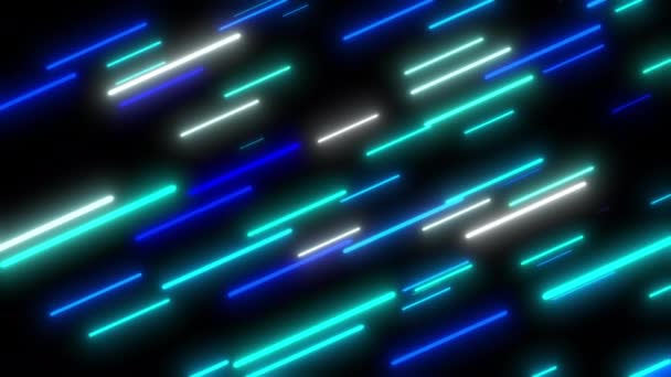 Modré létání neonové světla abstraktní pozadí — Stock video