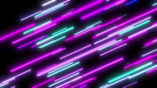 Flying neon lights abstract background — 图库视频影像
