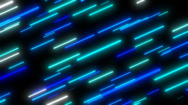Blue flying neon lights abstract background — Stockfoto