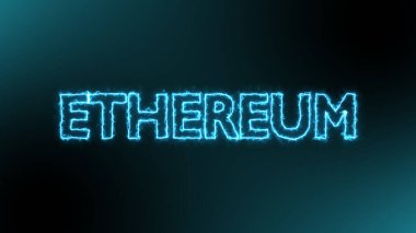 Siyah arkaplan üzerinde mavi yangın enerjisi üzerine Ethereum kripto para birimi