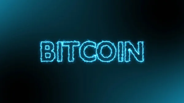 Bitcoin cryptocurrency σε μπλε ενέργεια φωτιά πάνω από μαύρο φόντο — Φωτογραφία Αρχείου