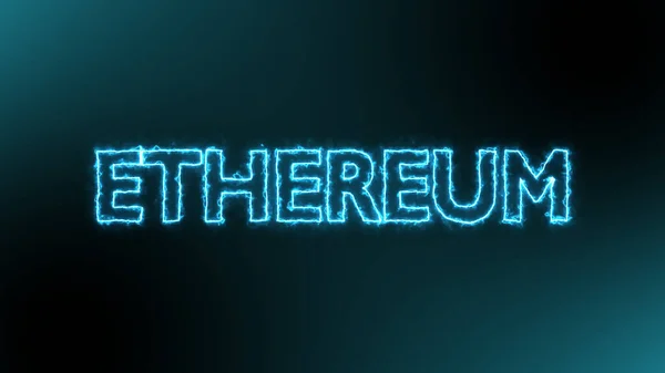 Криптовалюта Ethereum на енергії синього вогню на чорному тлі — стокове фото