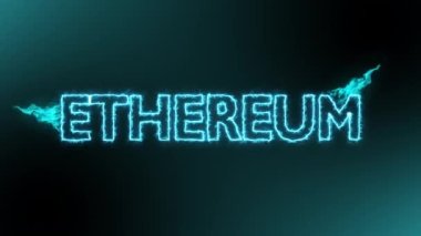 Siyah arkaplan üzerinde mavi yangın enerjisi üzerine Ethereum kripto para birimi