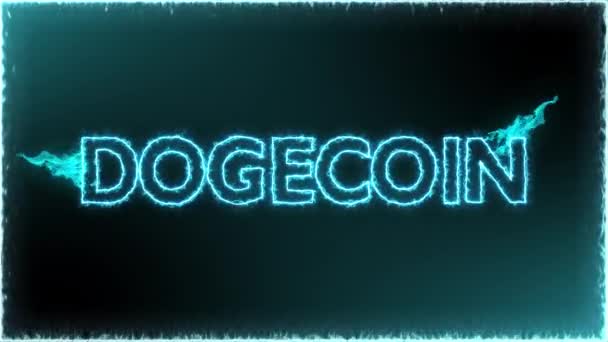 Dogecoin cryptocurrency φωτιά πάνω από μαύρο φόντο — Αρχείο Βίντεο
