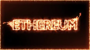 Ethereum kripto para birimi siyah arka planda yanıyor