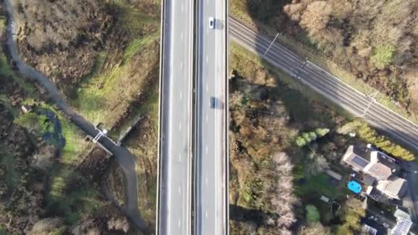 Aerial top view of highway in south of Belgium — Video