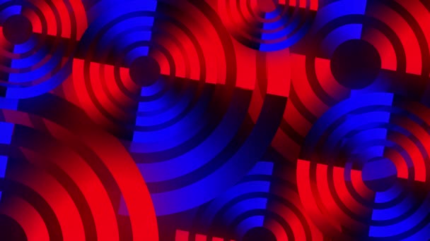 Красный и синий красочные цифровые круговые формы абстрактный фон — стоковое видео