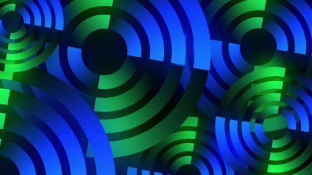 Azul y verde coloridas formas circulares digitales fondo abstracto — Vídeos de Stock