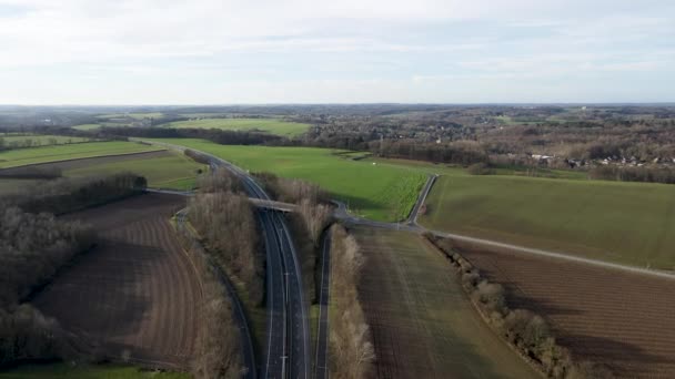 Vue aérienne de l'autoroute dans le sud de la Belgique — Video