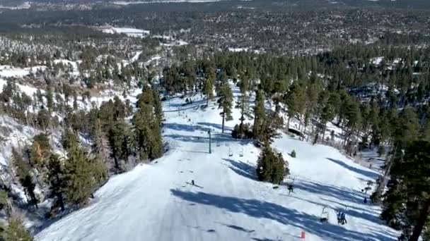 Les personnes appréciant le ski et le snowboard en station de ski de montagne — Video