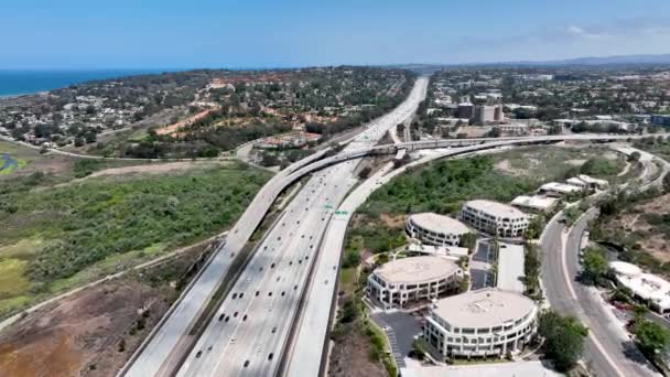 Widok Lotu Ptaka Skrzyżowanie Autostrady San Diego Autostrada Międzystanowa Kalifornia — Wideo stockowe