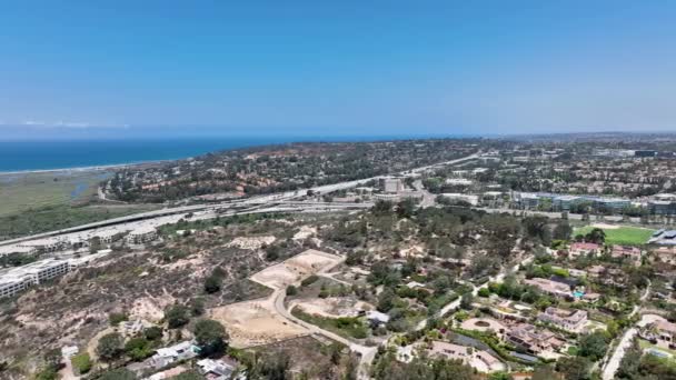 Vista Aérea Del Pueblo Del Mar Condado San Diego California — Vídeos de Stock