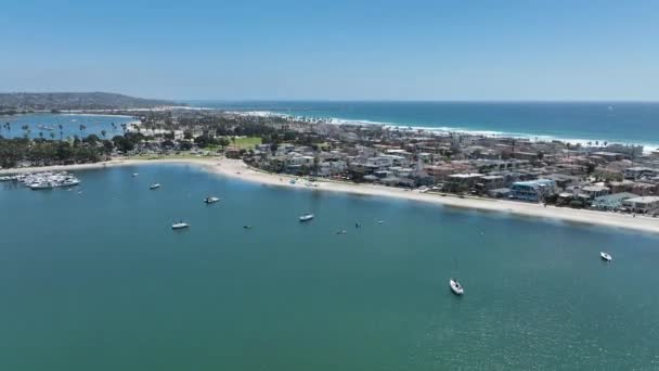 Aerial View Mission Bay Beach San Diego California Usa Famous — Vídeos de Stock