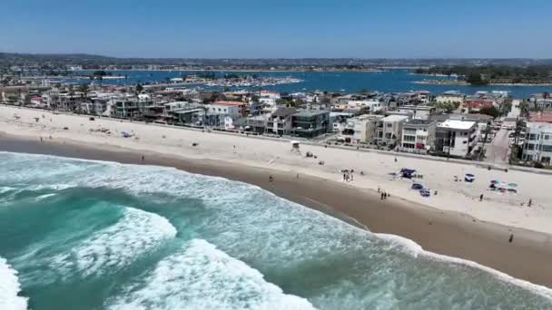 Aerial View Mission Bay Beach San Diego California Usa Famous — Vídeos de Stock