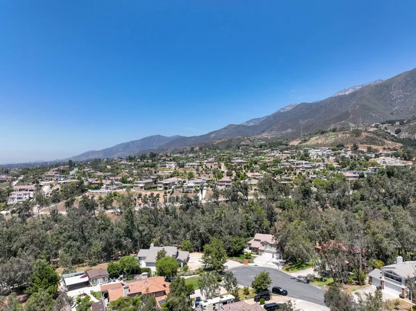 Luchtfoto Van Rijke Alta Loma Gemeenschap Bergketen Rancho Cucamonga California — Stockfoto