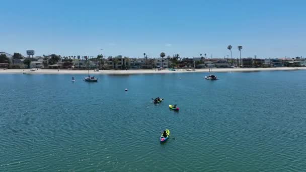 Aerial View Boats Kayaks Mission Bay San Diego California Usa — Wideo stockowe