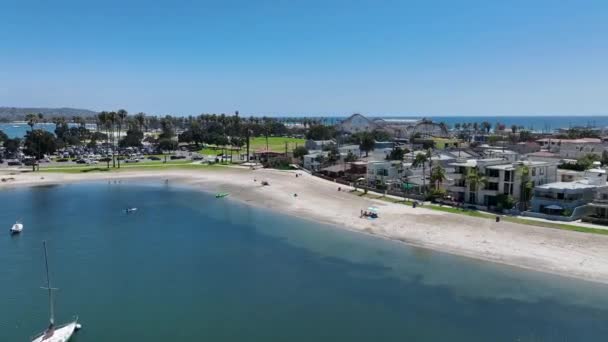 Aerial View Boats Kayaks Mission Bay San Diego California Usa — Wideo stockowe