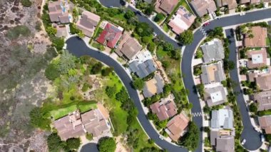 Aerial top view of La Jolla with big villas, San Diego, California, USA