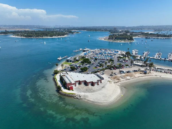 Aerial View Boats Kayaks Mission Bay Water Sports Zone San — Stok fotoğraf